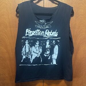 Vintage 80s Canadian Punk Bank The Forgotten Rebels Black t-shirt.